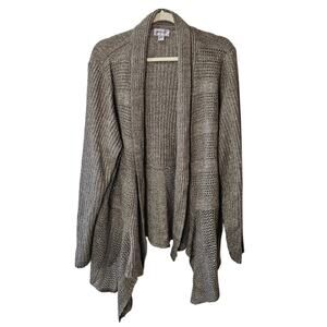 Plus Size Cardigan Size 26/28 Brown Knit Open Front Shawl Collar Sweater Avenue